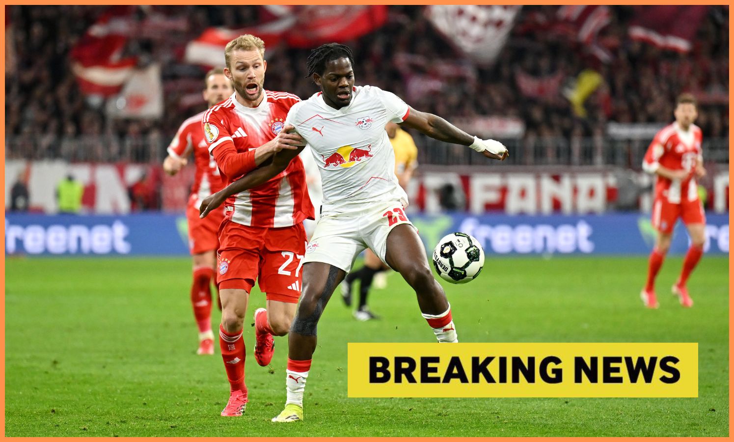 Castello Lukeba in action for RB Leipzig vs Bayern Munich