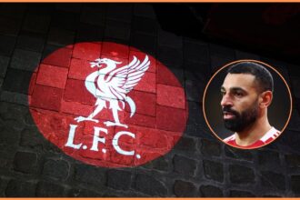 Liverpool FC logo and Mohamed Salah