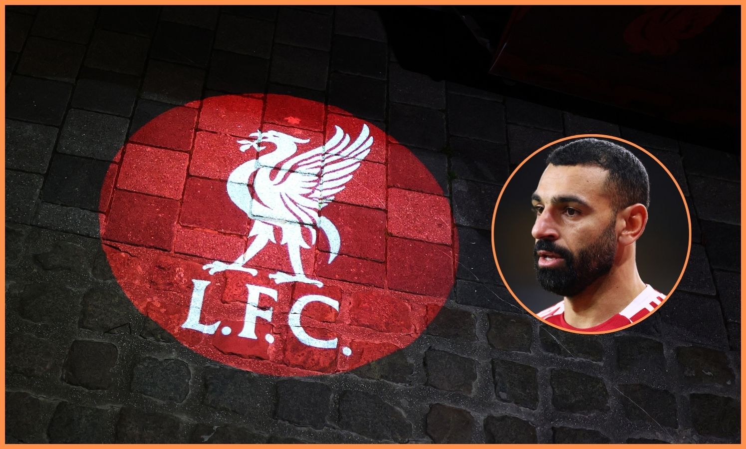 Liverpool FC logo and Mohamed Salah