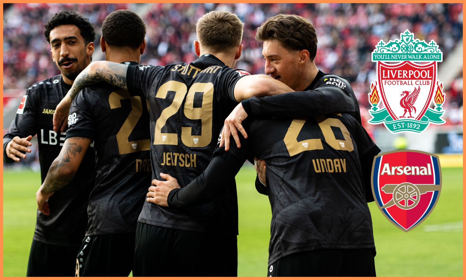 Finn Jeltsch celebrates with his Stuttgart teammates