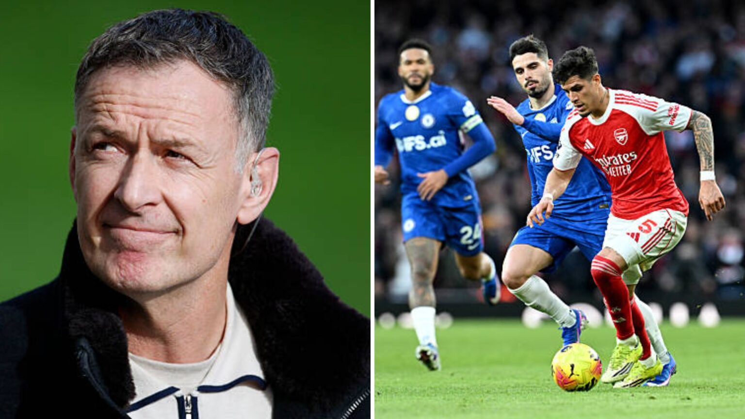 Split image of Chris Sutton and Pedro Neo in action for Chelsea