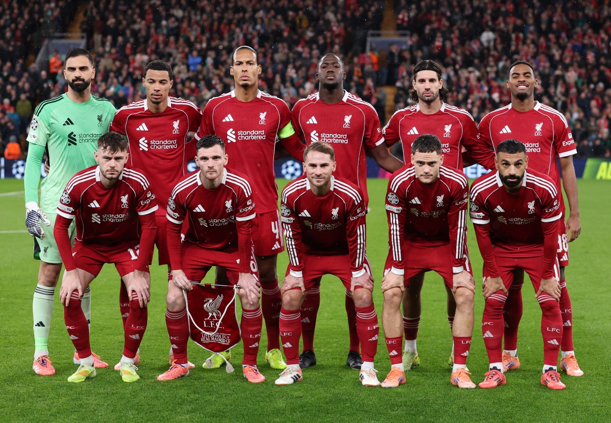 Liverpool players lining up ahead of the Real Madrid game