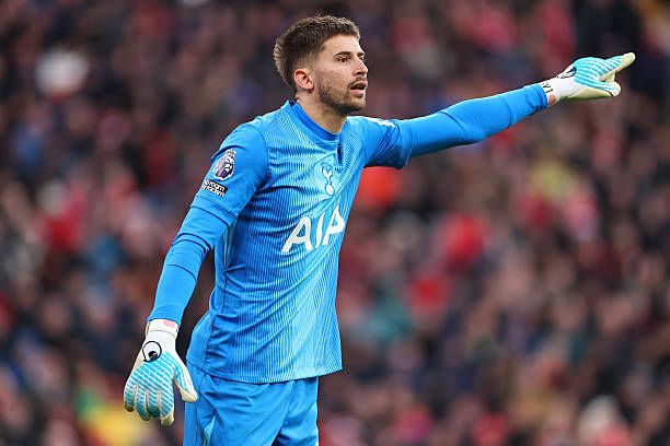 Guglielmo Vicario in action for Tottenham vs Liverpool
