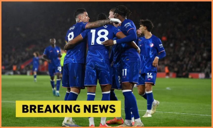Chelsea players including Enzo Fernandez in a huddle