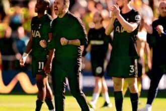 Alasdair Gold gets blown away during Tottenham star's match against Wolves on 9/10