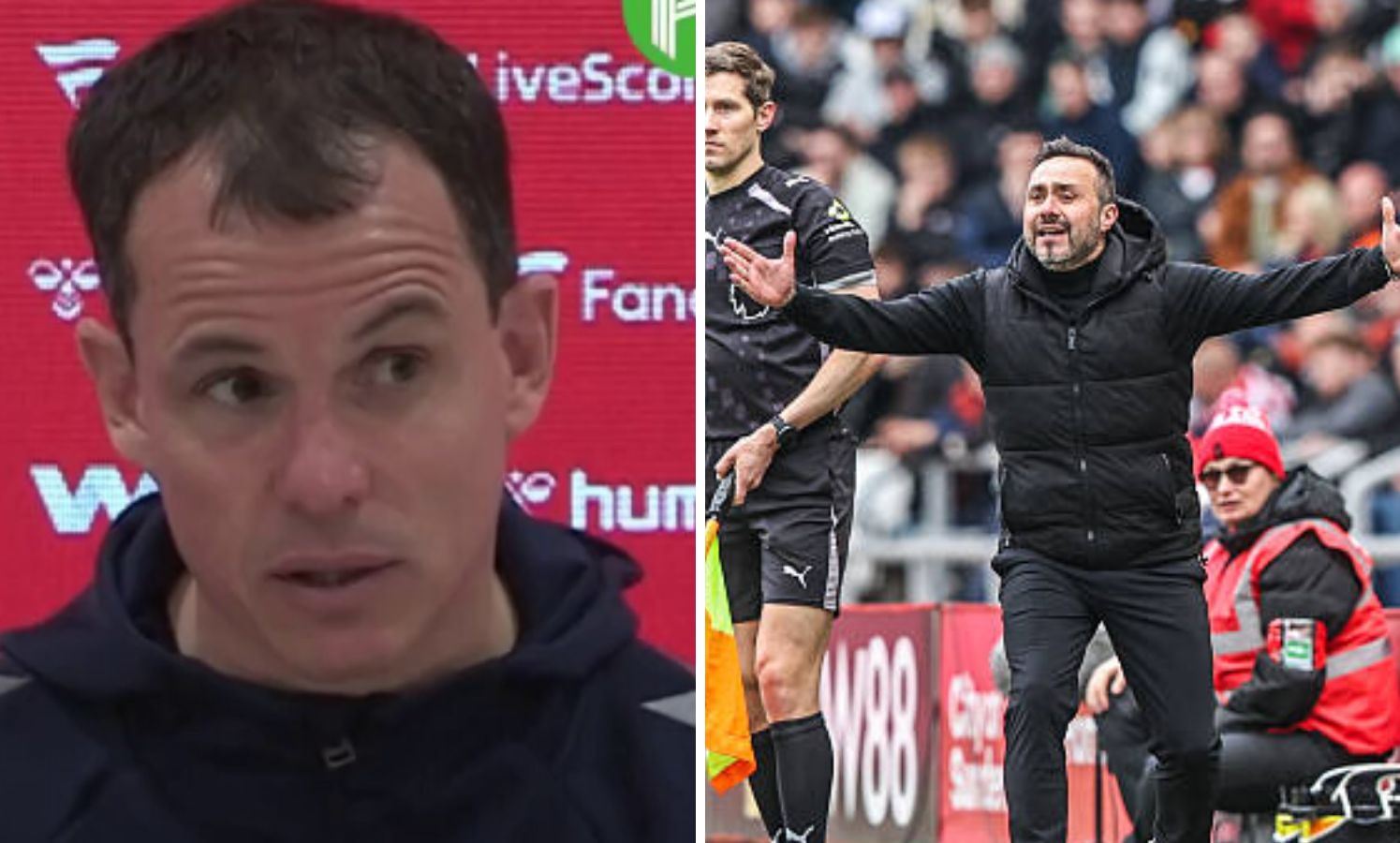Split image of Sunderland manager Regis Le Bris and Roberto De Zerbi