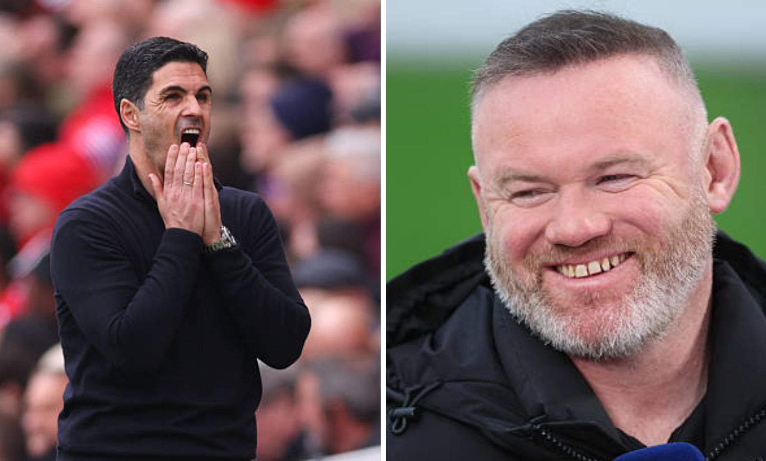 Split image of Mikel Arteta and Wayne Rooney