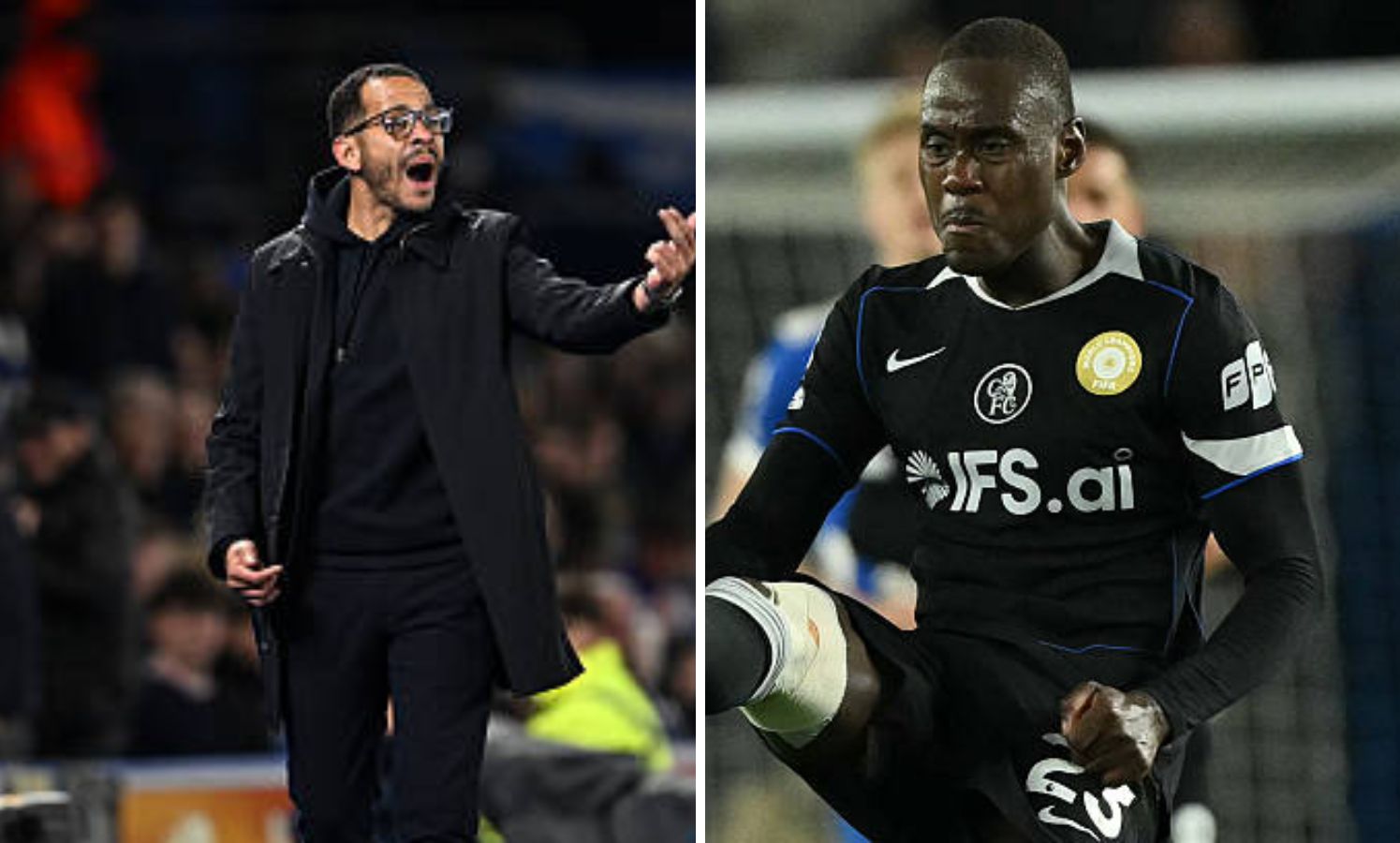 Split image of Liam Rosenior and Trevoh Chalobah