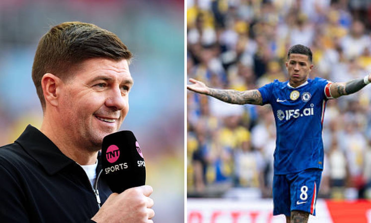 Split image of Steven Gerrard and Enzo Fernandez