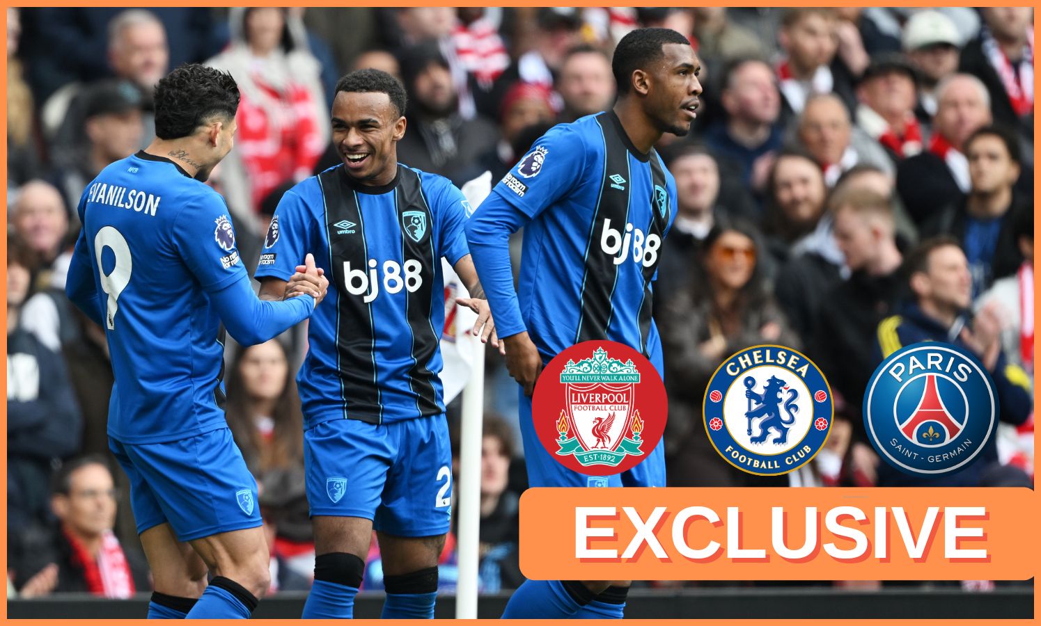 Eli Junior Kroupi celebrates scoring for Bournemouth against Arsenal