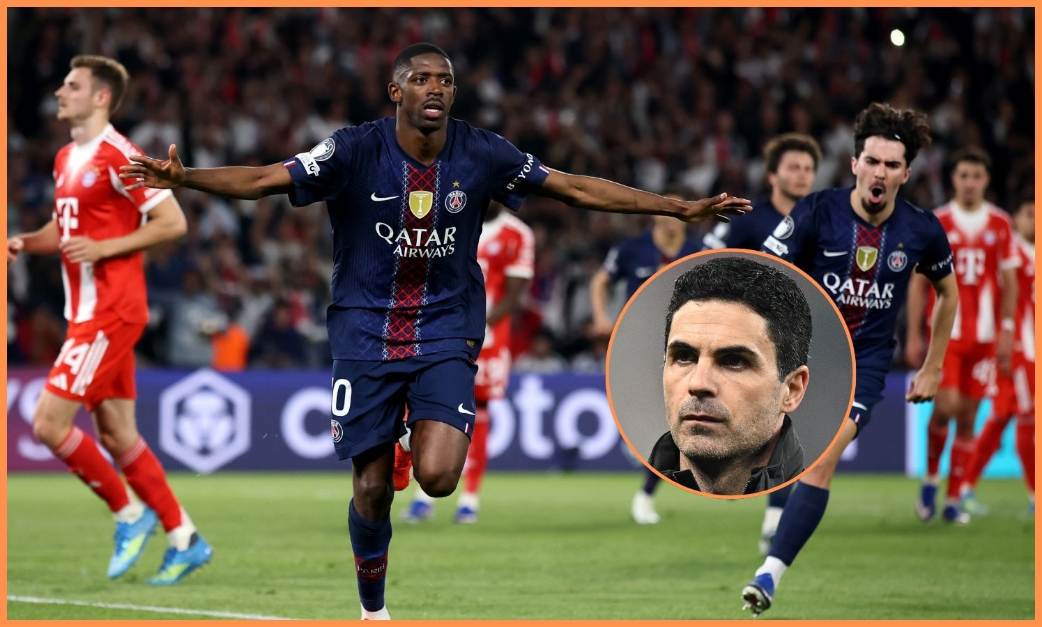 Ousmane Dembele and Mikel Arteta