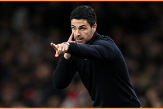 Arsenal manager Mikel Arteta during the game vs Sporting Lisbon