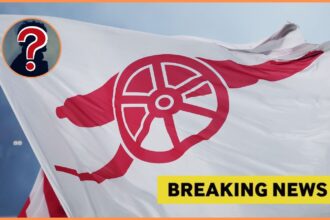 Arsenal logo on flag at the Emirates Stadium