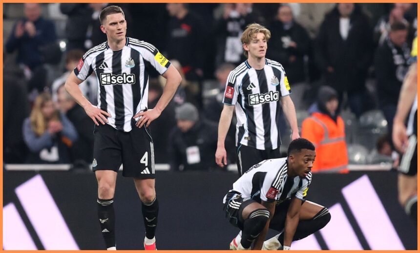 Anthony Gordon and his Newcastle teammates look on