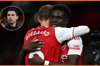 Martin Odegaard, Bukayo Saka, and Mikel Arteta