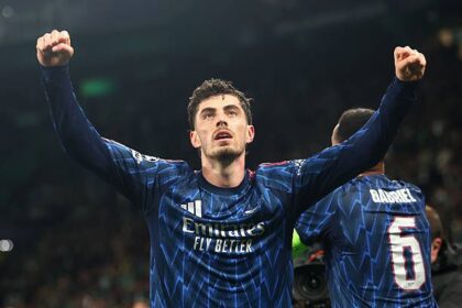 Kai Havertz celebrating after scoring for Arsenal