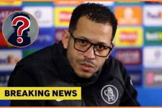 Liam Rosenior with overlay of breaking news and mystery man