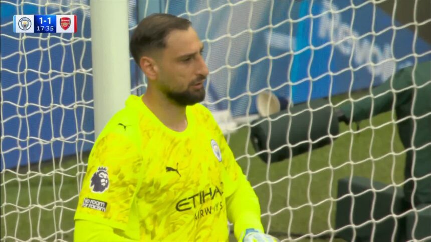 Gianluigi Donnarumma reacts after howler vs Arsenal