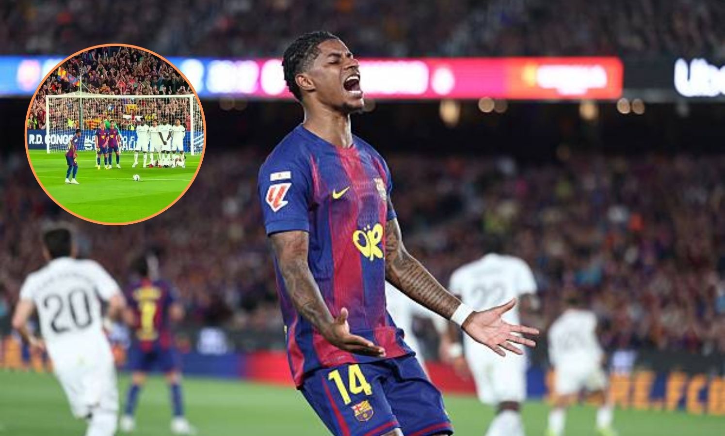 Marcus Rashford celebrates stunning free-kick vs Real Madrid