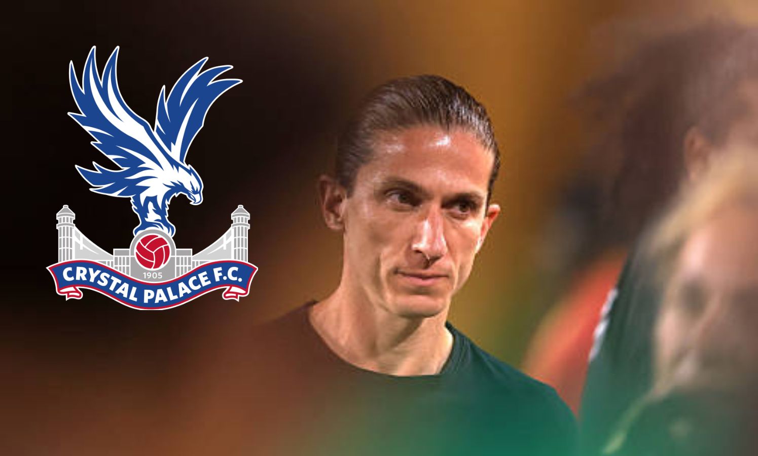 Felipe Luis with overlay of Crystal Palace
