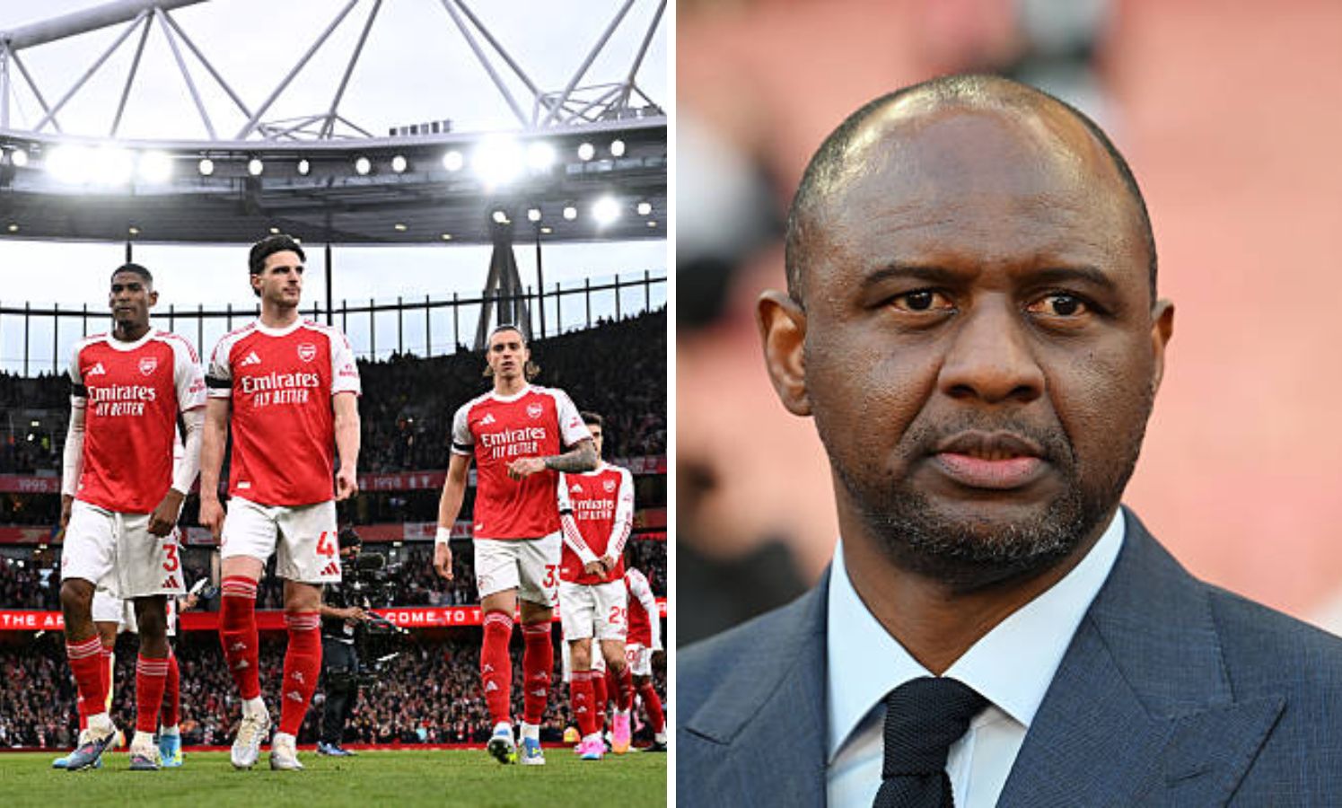 Split image of Arsenal players and Patrick Vieira