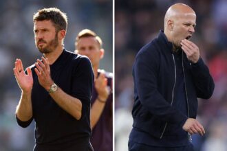Split image of Michael Carrick and Arne Slot