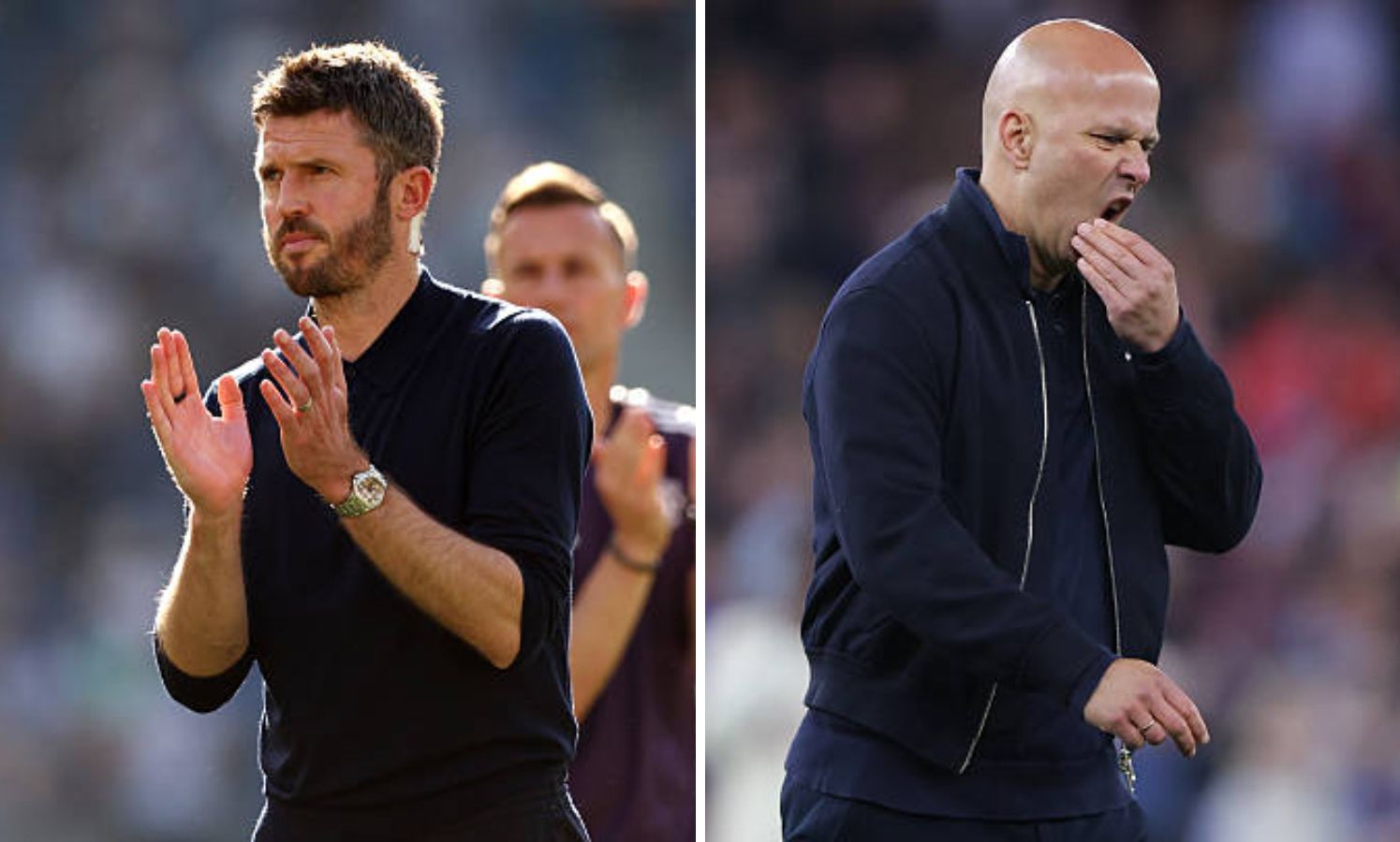 Split image of Michael Carrick and Arne Slot