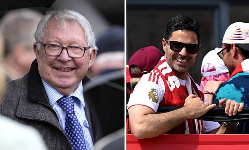 Split image of Sir Alex Ferguson and Mikel Arteta