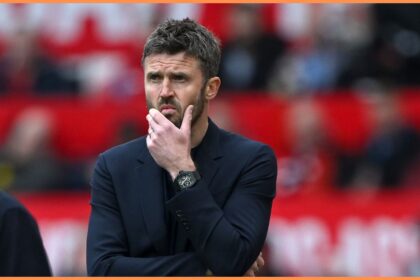 Manchester United interim manager Michael Carrick looks on