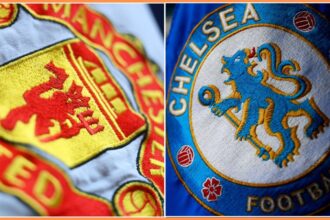 Manchester United and Chelsea club badges