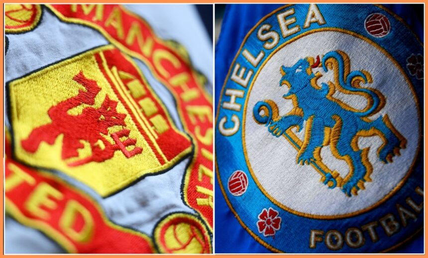 Manchester United and Chelsea club badges