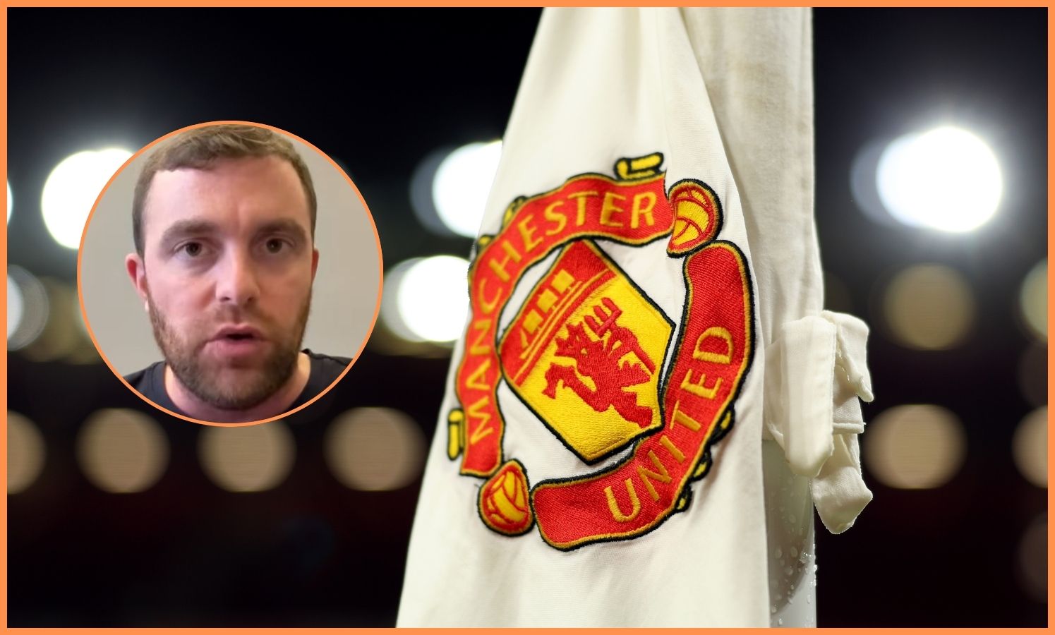 Manchester United logo and Fabrizio Romano
