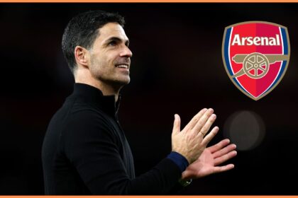 Arsenal manager Mikel Arteta applauds the fans at the Emirates Stadium