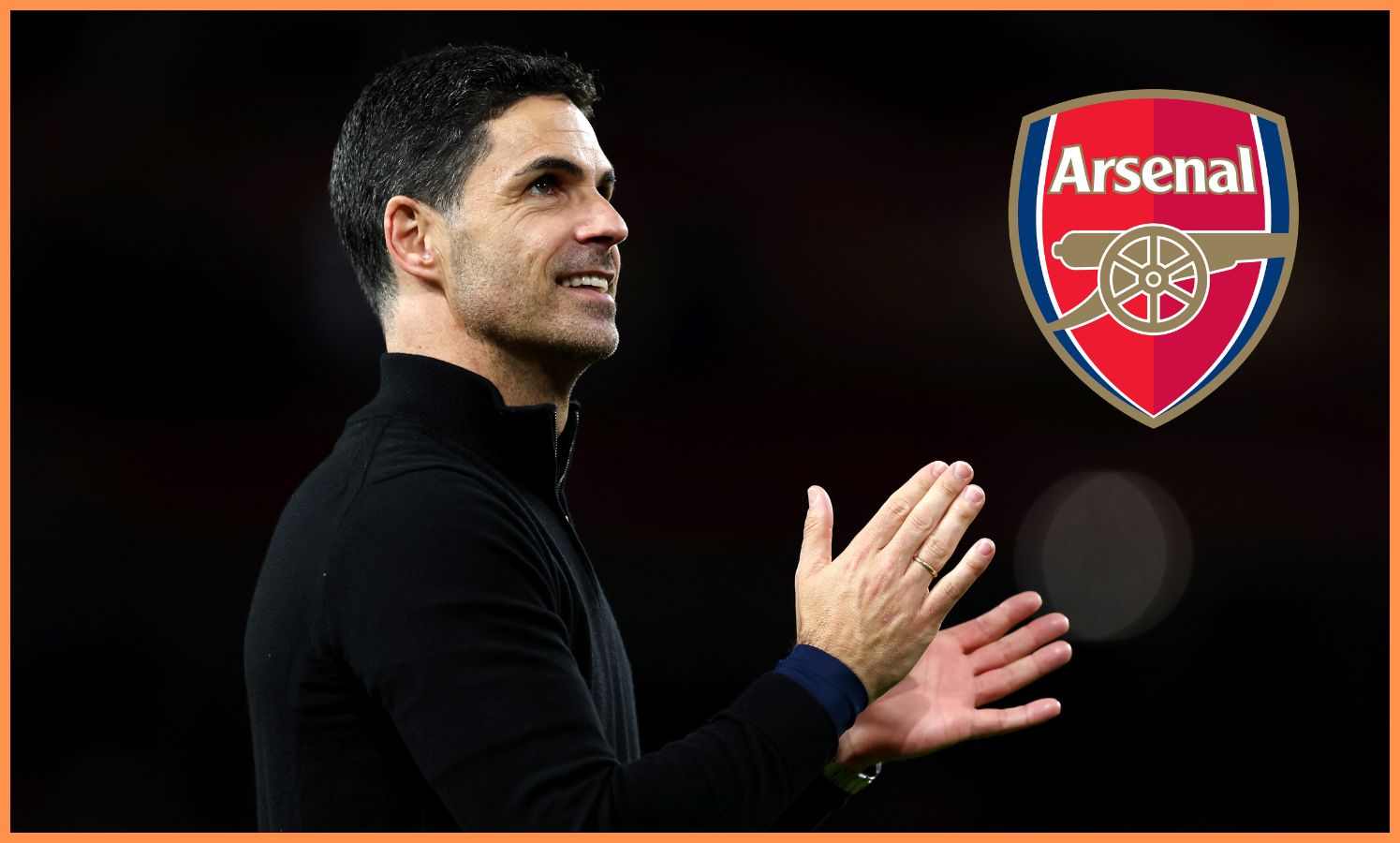 Arsenal manager Mikel Arteta applauds the fans at the Emirates Stadium