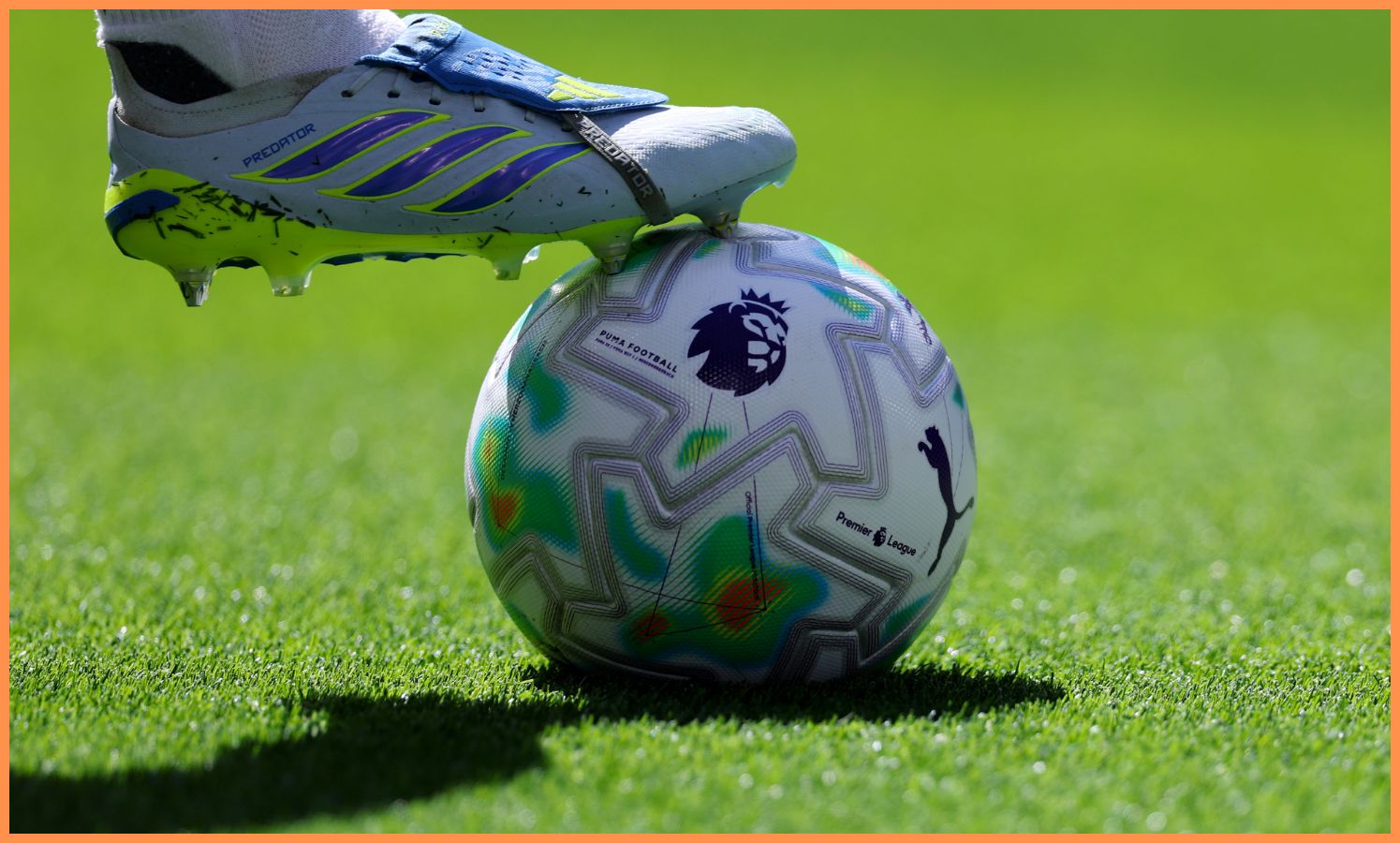Premier League player with foot on ball