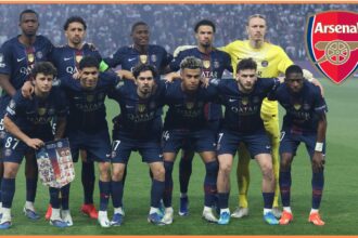 PSG players lining up against Bayern Munich