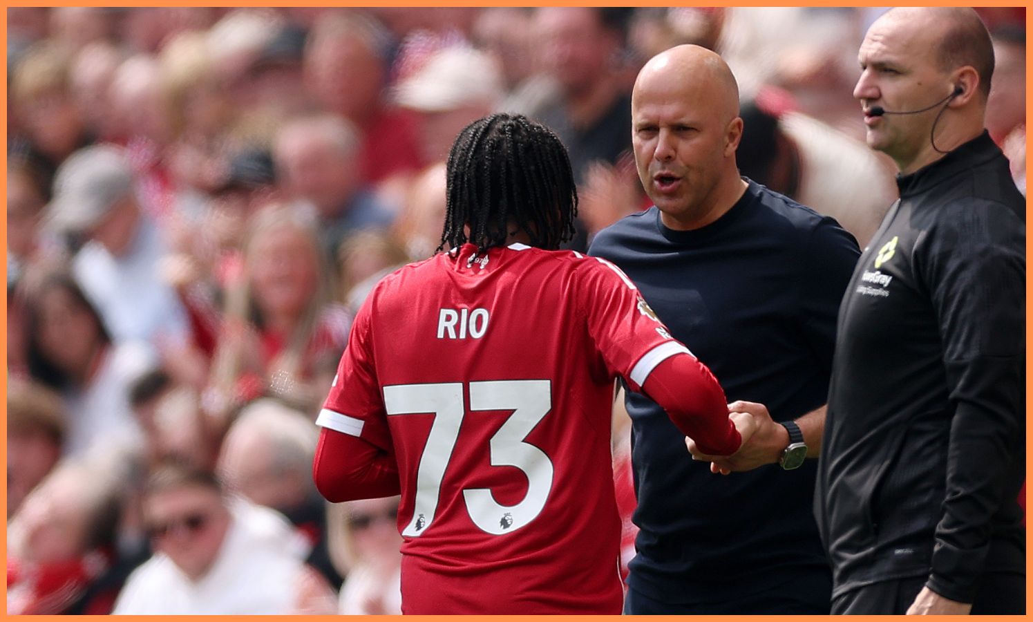 Rio Ngumoha and Arne Slot