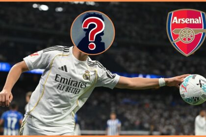 Arda Guler of Real Madrid and Arsenal FC logo