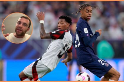 Bradley Barcola in action for PSG against Flamengo