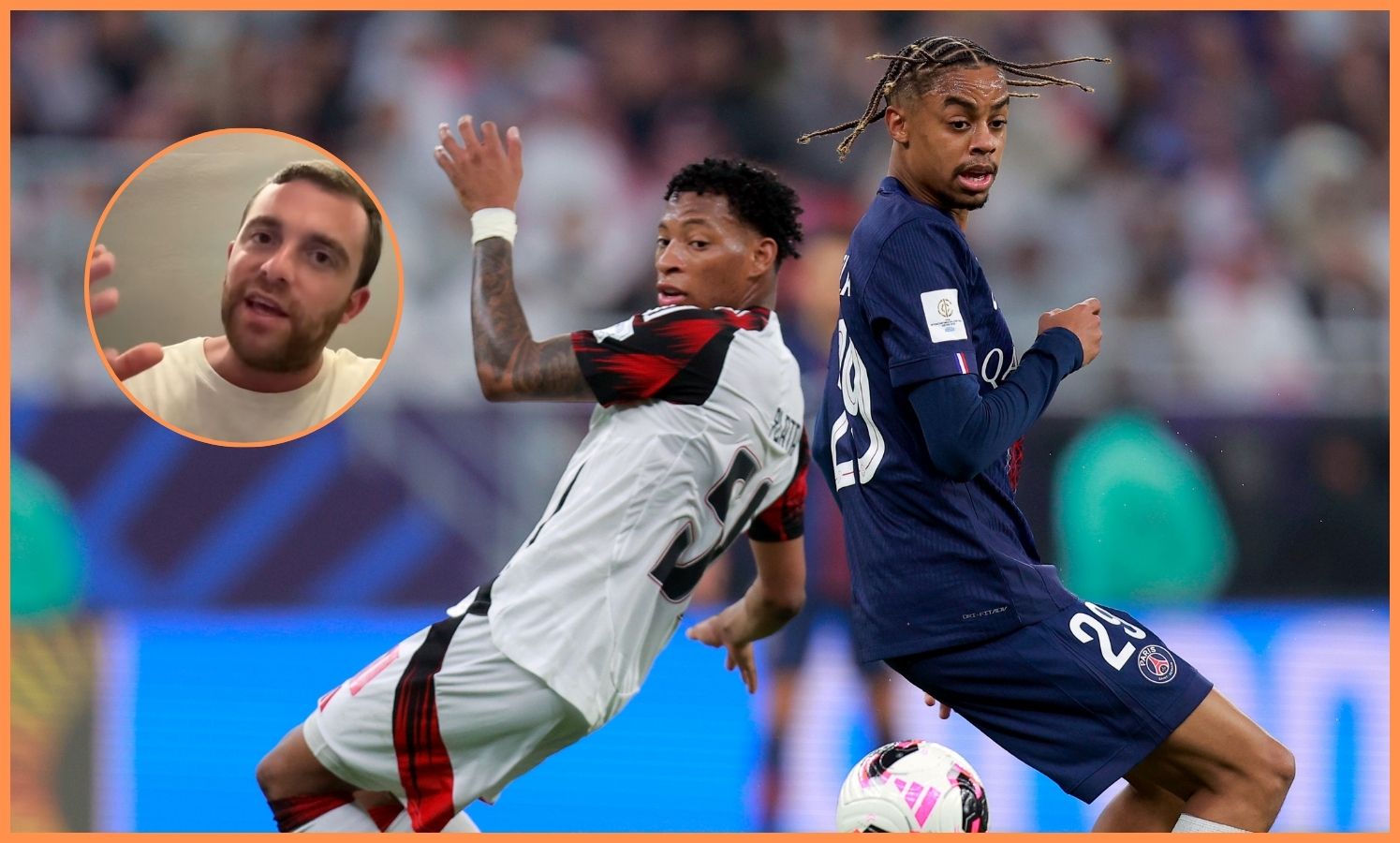 Bradley Barcola in action for PSG against Flamengo