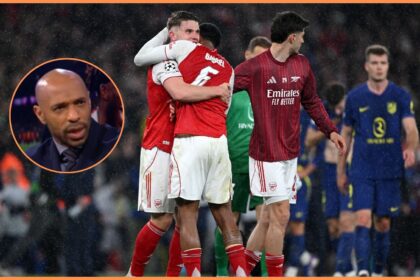 Viktor Gyokeres celebrates with Gabriel Magalhaes after Arsenal