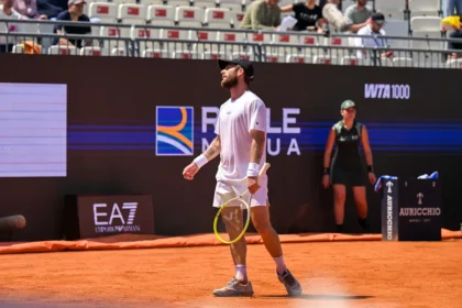 Tennis player Corentin Moutet gets booked for pulling down his shorts in frustration after losing a point