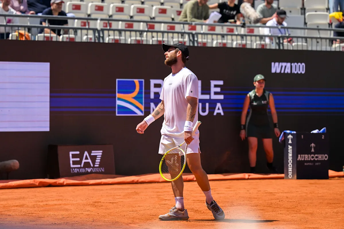 Tennis player Corentin Moutet gets booked for pulling down his shorts in frustration after losing a point