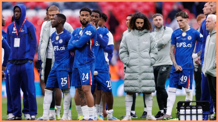 Chelsea players look on dejectedly after losing the FA Cup final