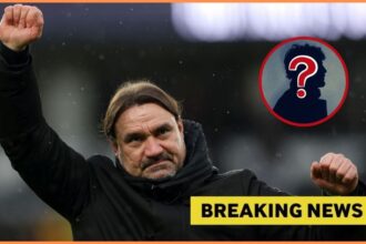 Daniel Farke with breaking news and mystery player overlay