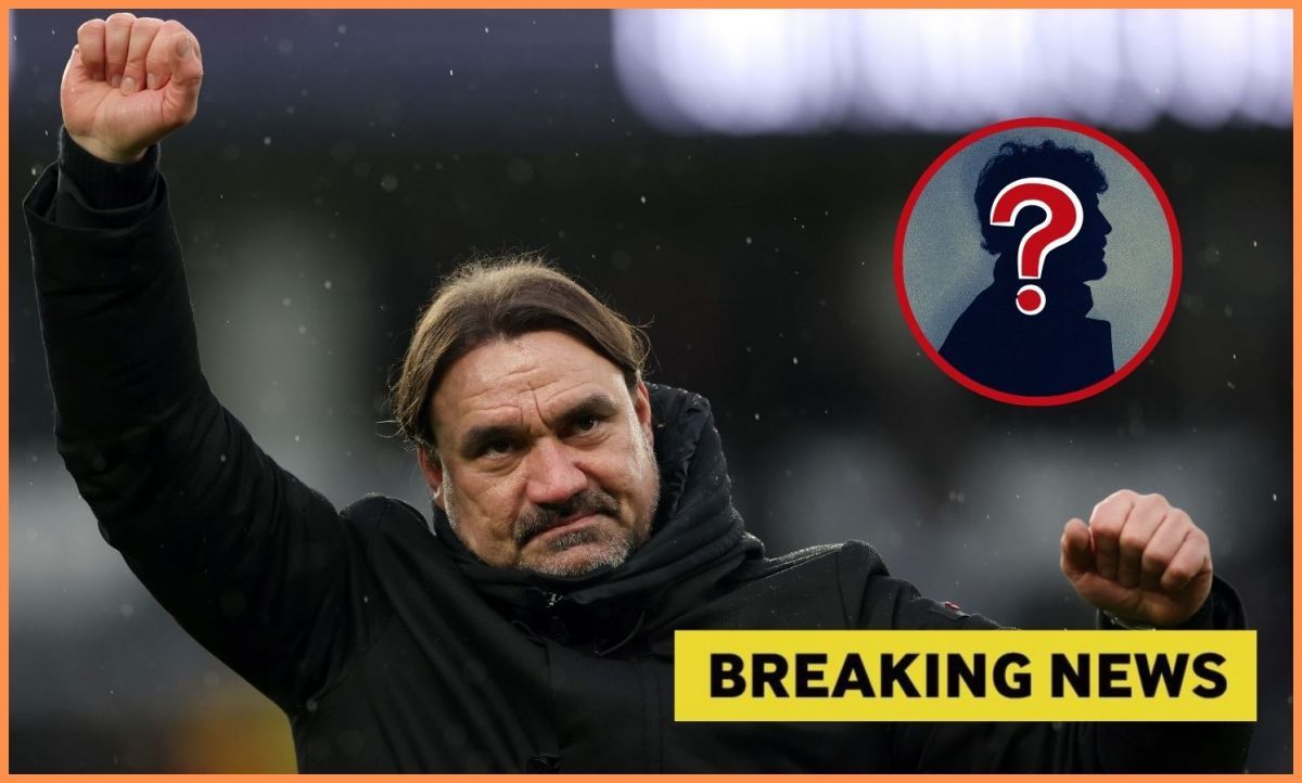 Daniel Farke with breaking news and mystery player overlay