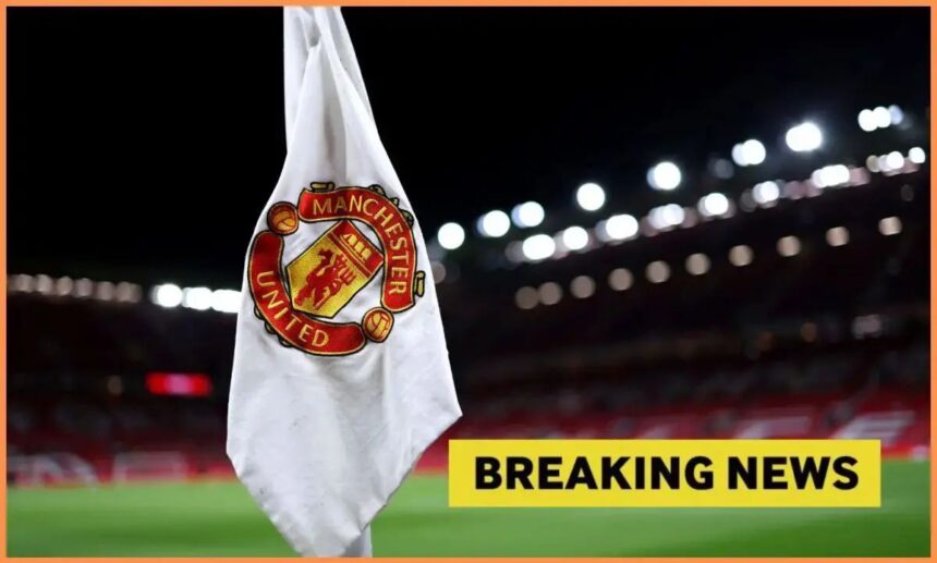 Man United corner flag with breaking news