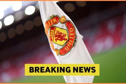 Man United corner flag with Breaking news overlay