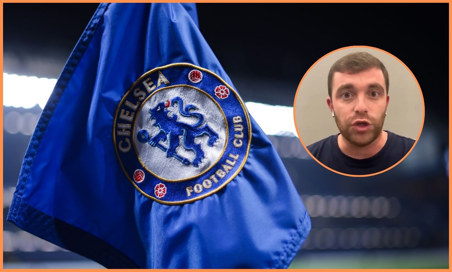 Chelsea FC flag and Fabrizio Romano