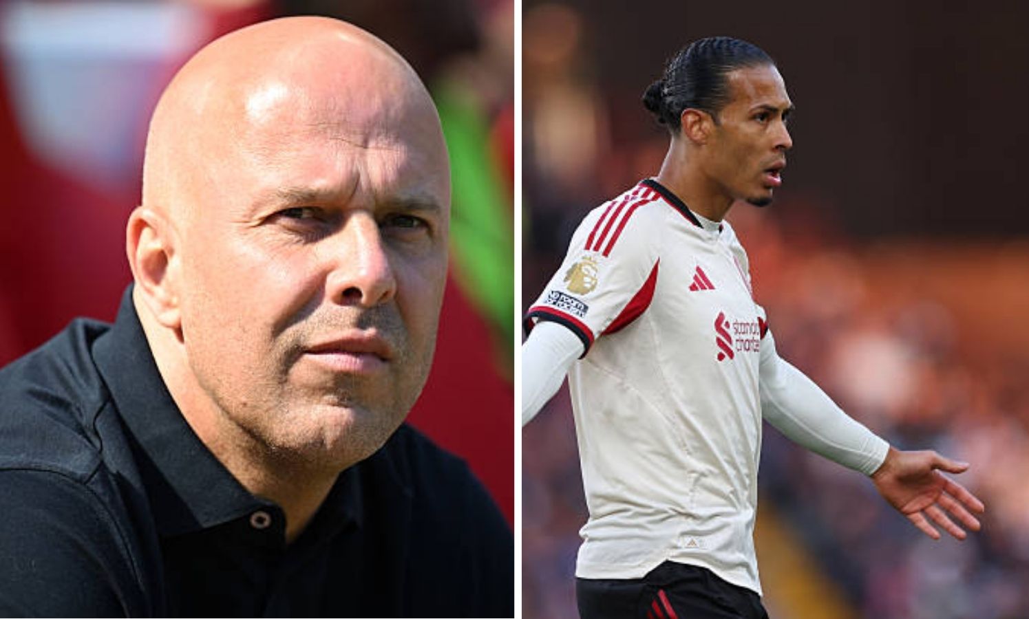 Split image of Van Dijk and Arne Slot